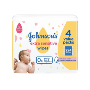 JOHNSON'S BABY EXTRA SENS WIPES 224EA